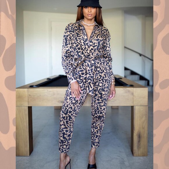 NEW | LITA by‎ Ciara REVOLVE Utility King Cheetah Long Sleeve Jumpsuit Small - Picture 1 of 10
